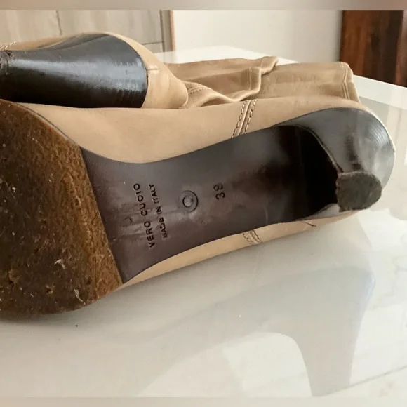 L’autre Chose Leather Knee High pull on boots, soft taupe leather,EU38/ US 7.5 - Picture 6 of 12